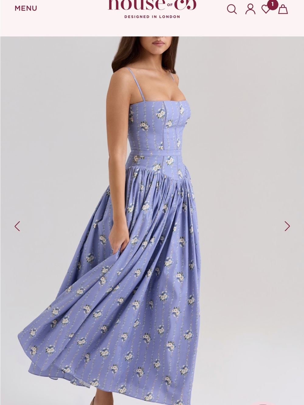 House of CB Lavender Floral Strappy Midi Dress